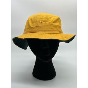 DICKIES Yellow Bucket Crusher Hat Cotton sz M  fits 21-22" Green Interior
